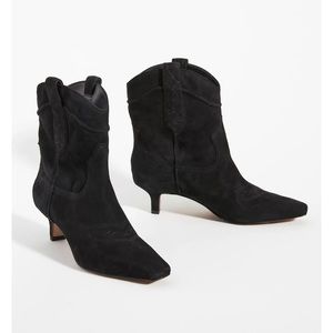 Sam Edelman Taryn Suede Western Black Ankle Boots
